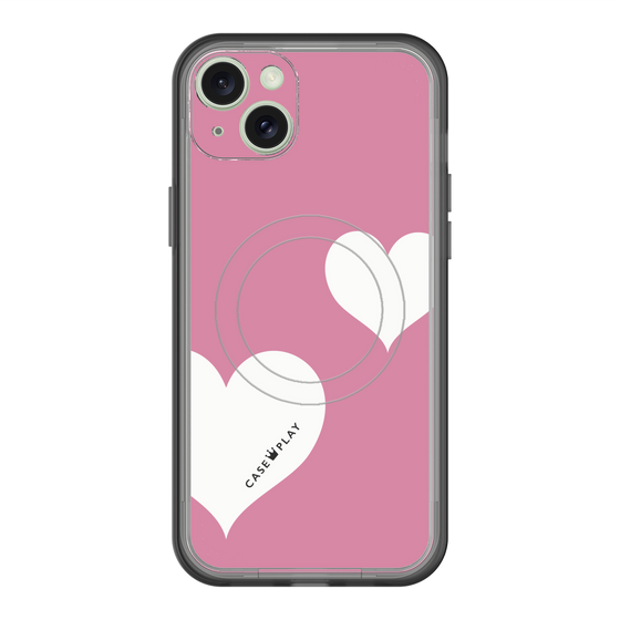 スリムプロテクションプレミアムケース with MagSafe［ Two Hearts - Pink ］