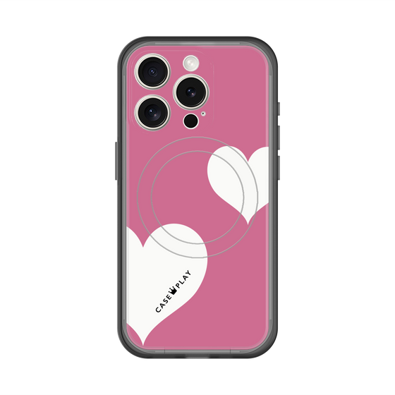 スリムプロテクションプレミアムケース with MagSafe［ Two Hearts - Pink ］