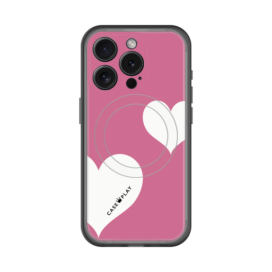 スリムプロテクションプレミアムケース with MagSafe［ Two Hearts - Pink ］