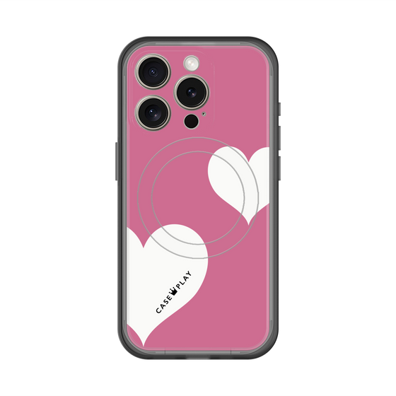 スリムプロテクションプレミアムケース with MagSafe［ Two Hearts - Pink ］