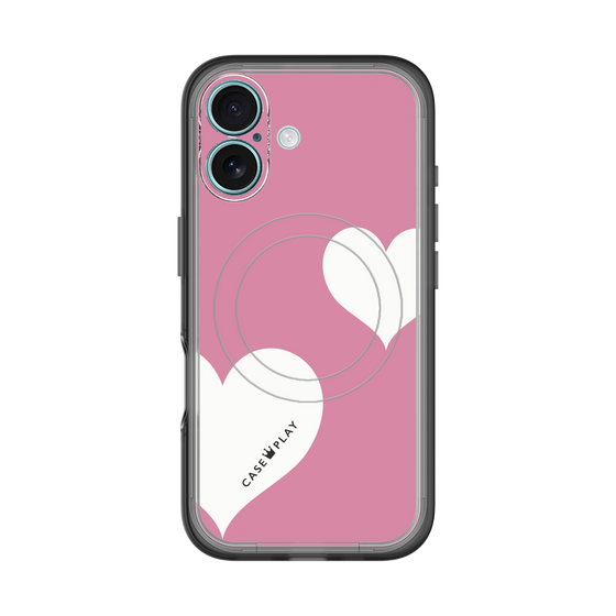 スリムプロテクションプレミアムケース with MagSafe［ Two Hearts - Pink ］