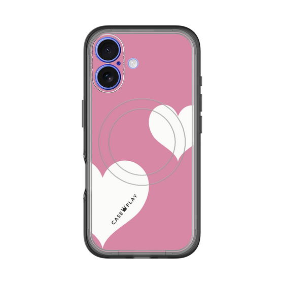 スリムプロテクションプレミアムケース with MagSafe［ Two Hearts - Pink ］