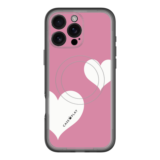 スリムプロテクションプレミアムケース with MagSafe［ Two Hearts - Pink ］