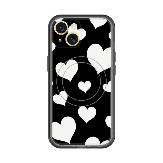 スリムプロテクションプレミアムケース with MagSafe［ Dot Hearts - Black ］