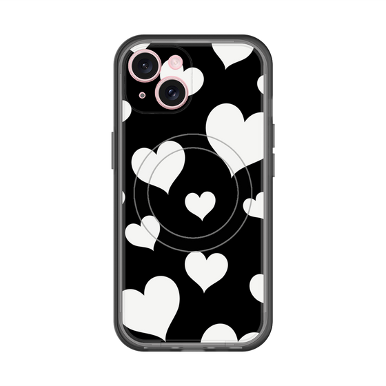 スリムプロテクションプレミアムケース with MagSafe［ Dot Hearts - Black ］