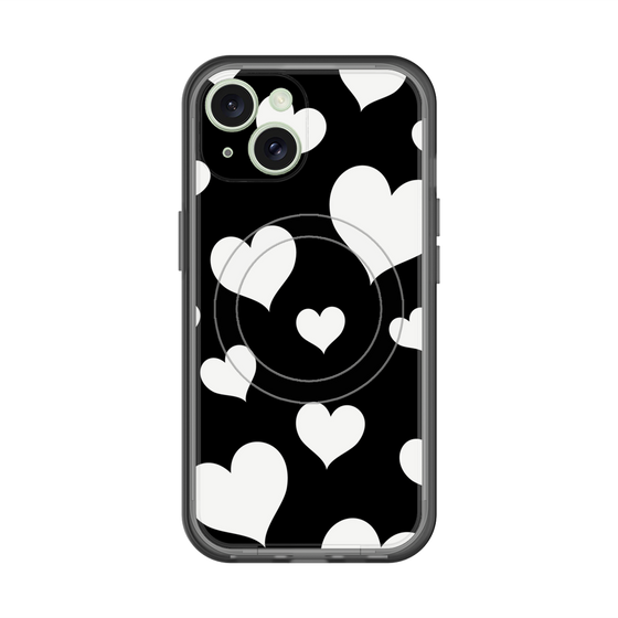 スリムプロテクションプレミアムケース with MagSafe［ Dot Hearts - Black ］