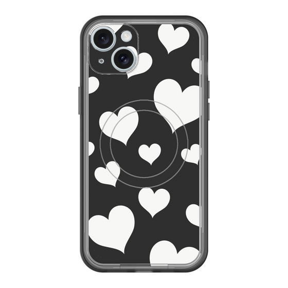 スリムプロテクションプレミアムケース with MagSafe［ Dot Hearts - Black ］