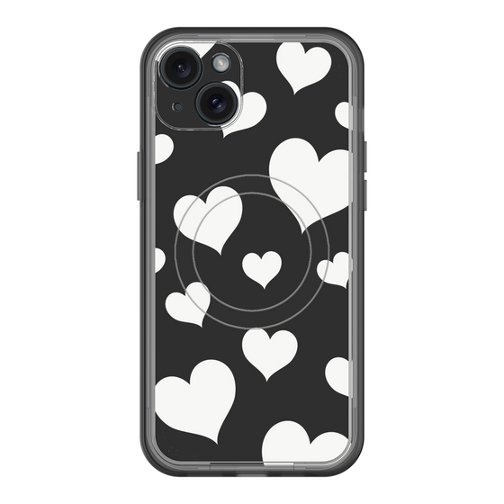 スリムプロテクションプレミアムケース with MagSafe［ Dot Hearts - Black ］
