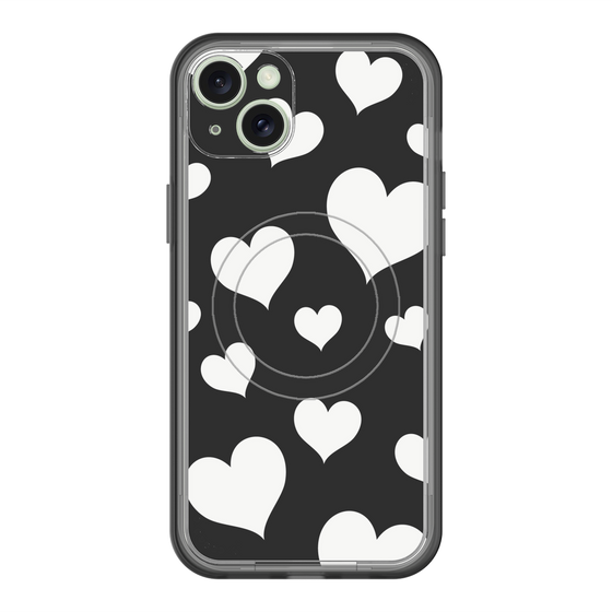 スリムプロテクションプレミアムケース with MagSafe［ Dot Hearts - Black ］