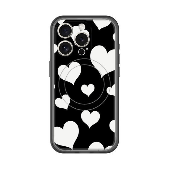 スリムプロテクションプレミアムケース with MagSafe［ Dot Hearts - Black ］