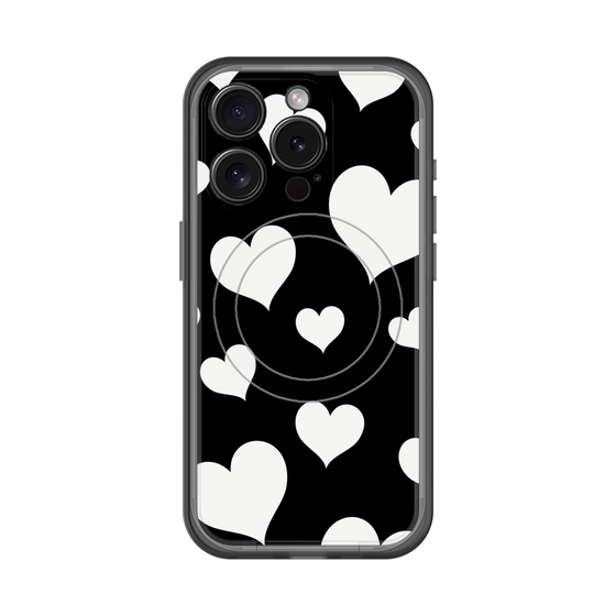 スリムプロテクションプレミアムケース with MagSafe［ Dot Hearts - Black ］