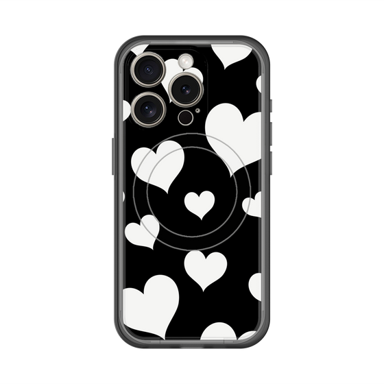 スリムプロテクションプレミアムケース with MagSafe［ Dot Hearts - Black ］