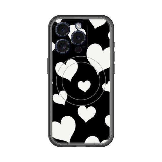 スリムプロテクションプレミアムケース with MagSafe［ Dot Hearts - Black ］