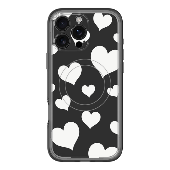 スリムプロテクションプレミアムケース with MagSafe［ Dot Hearts - Black ］