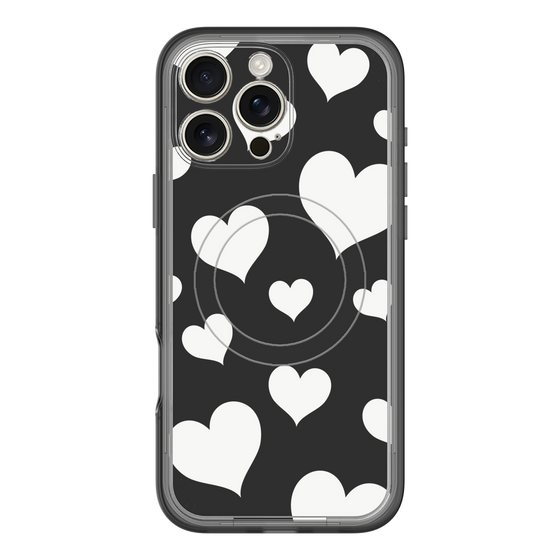 スリムプロテクションプレミアムケース with MagSafe［ Dot Hearts - Black ］