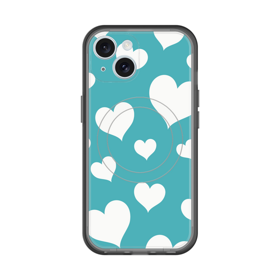 スリムプロテクションプレミアムケース with MagSafe［ Dot Hearts - Blue ］