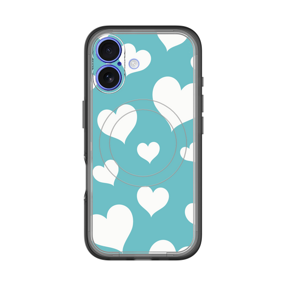 スリムプロテクションプレミアムケース with MagSafe［ Dot Hearts - Blue ］