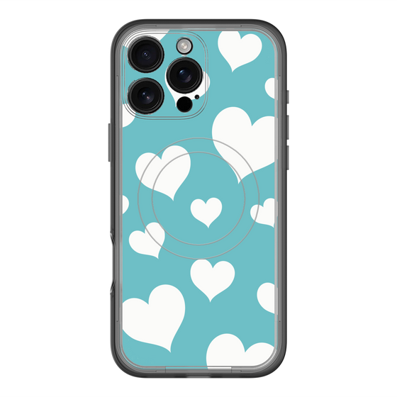 スリムプロテクションプレミアムケース with MagSafe［ Dot Hearts - Blue ］