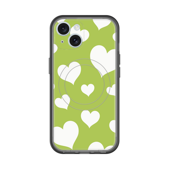 スリムプロテクションプレミアムケース with MagSafe［ Dot Hearts - Green ］