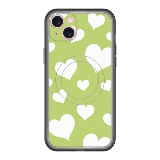 スリムプロテクションプレミアムケース with MagSafe［ Dot Hearts - Green ］