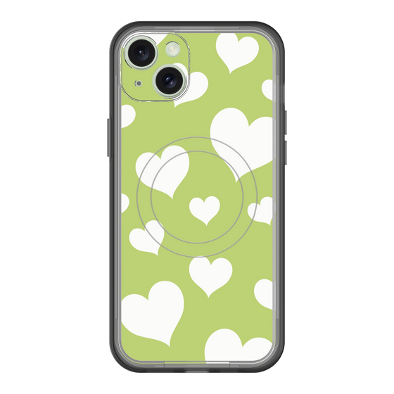 スリムプロテクションプレミアムケース with MagSafe［ Dot Hearts - Green ］