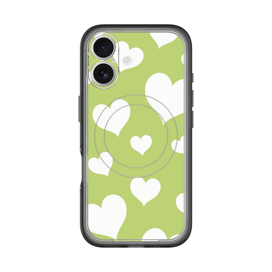スリムプロテクションプレミアムケース with MagSafe［ Dot Hearts - Green ］