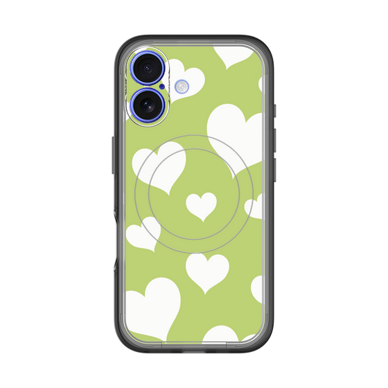 スリムプロテクションプレミアムケース with MagSafe［ Dot Hearts - Green ］