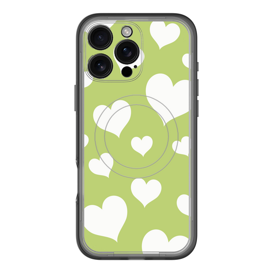 スリムプロテクションプレミアムケース with MagSafe［ Dot Hearts - Green ］