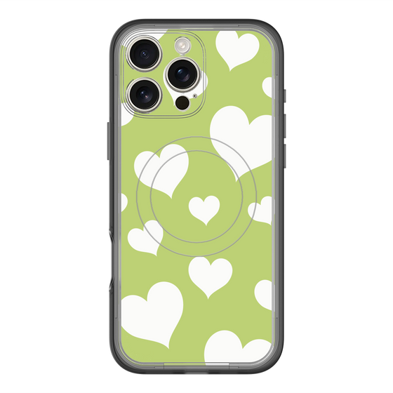 スリムプロテクションプレミアムケース with MagSafe［ Dot Hearts - Green ］