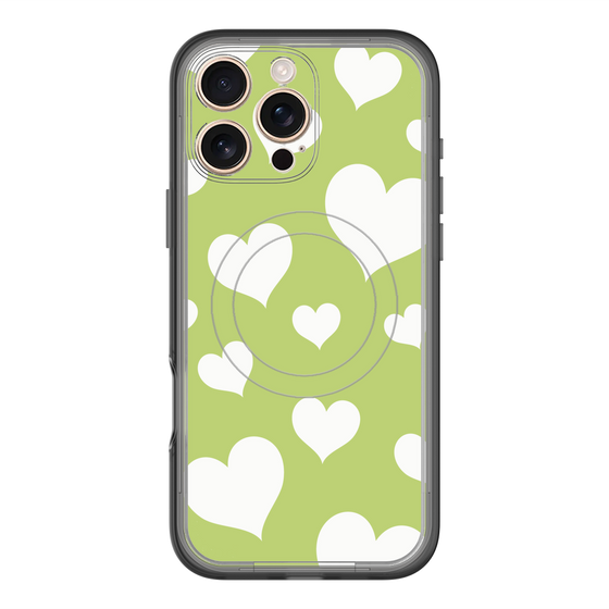 スリムプロテクションプレミアムケース with MagSafe［ Dot Hearts - Green ］