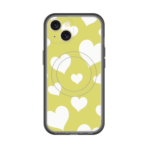 スリムプロテクションプレミアムケース with MagSafe［ Dot Hearts - Yellow ］