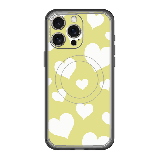 スリムプロテクションプレミアムケース with MagSafe［ Dot Hearts - Yellow ］
