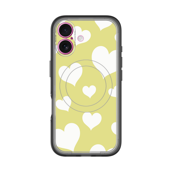 スリムプロテクションプレミアムケース with MagSafe［ Dot Hearts - Yellow ］