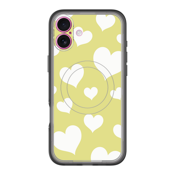 スリムプロテクションプレミアムケース with MagSafe［ Dot Hearts - Yellow ］