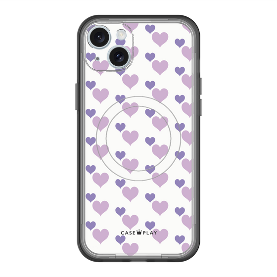 スリムプロテクションプレミアムケース with MagSafe［ Stripe Hearts - Purple ］