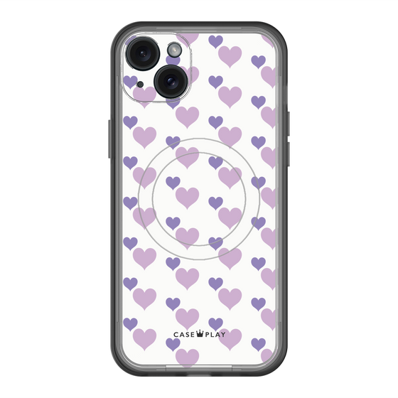 スリムプロテクションプレミアムケース with MagSafe［ Stripe Hearts - Purple ］