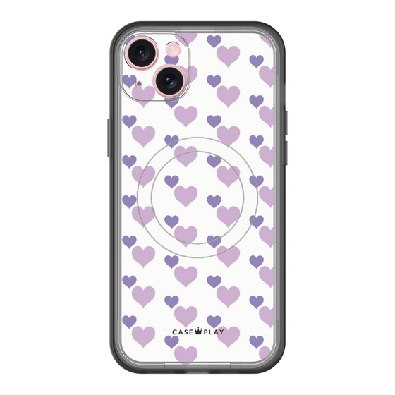 スリムプロテクションプレミアムケース with MagSafe［ Stripe Hearts - Purple ］