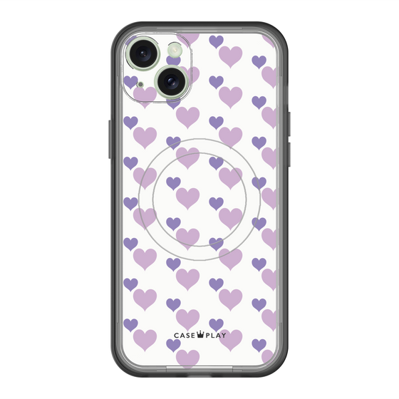 スリムプロテクションプレミアムケース with MagSafe［ Stripe Hearts - Purple ］
