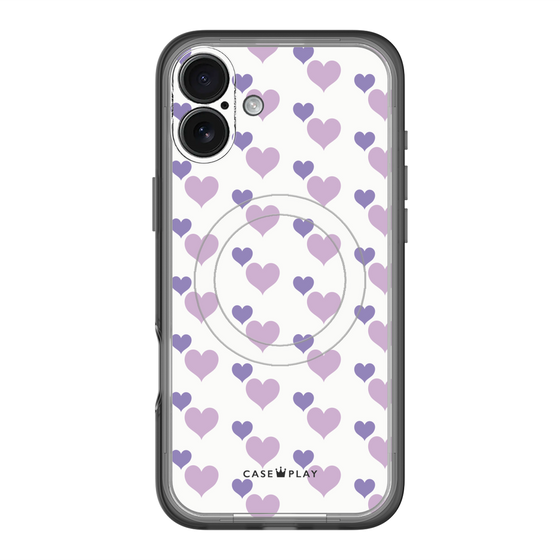 スリムプロテクションプレミアムケース with MagSafe［ Stripe Hearts - Purple ］