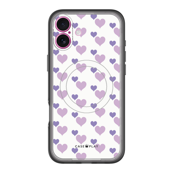 スリムプロテクションプレミアムケース with MagSafe［ Stripe Hearts - Purple ］