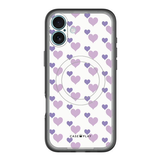 スリムプロテクションプレミアムケース with MagSafe［ Stripe Hearts - Purple ］