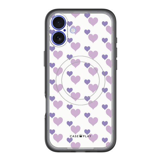 スリムプロテクションプレミアムケース with MagSafe［ Stripe Hearts - Purple ］