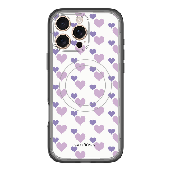 スリムプロテクションプレミアムケース with MagSafe［ Stripe Hearts - Purple ］