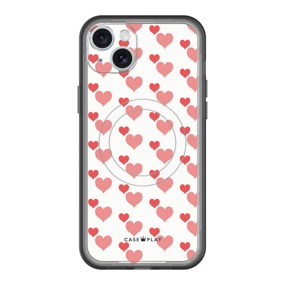 スリムプロテクションプレミアムケース with MagSafe［ Stripe Hearts - Red ］