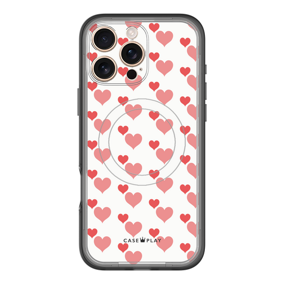 スリムプロテクションプレミアムケース with MagSafe［ Stripe Hearts - Red ］