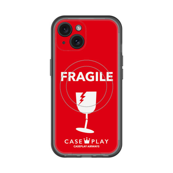 スリムプロテクションプレミアムケース with MagSafe［ FRAGILE - Red ］