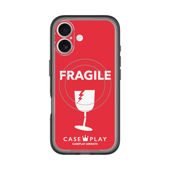 スリムプロテクションプレミアムケース with MagSafe［ FRAGILE - Red ］