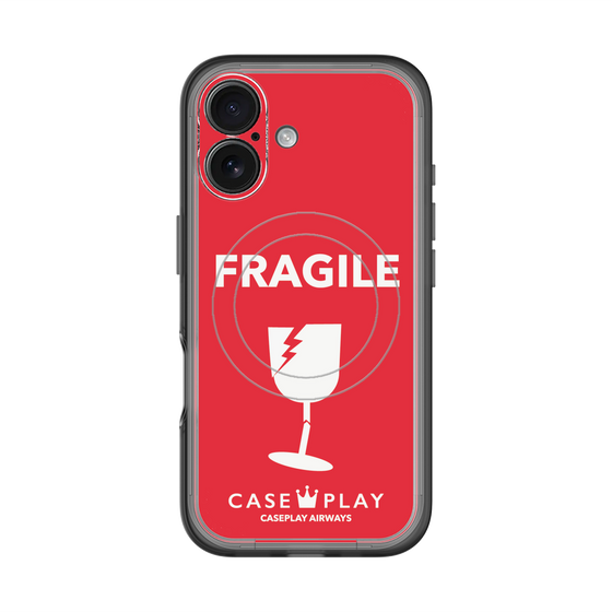 スリムプロテクションプレミアムケース with MagSafe［ FRAGILE - Red ］