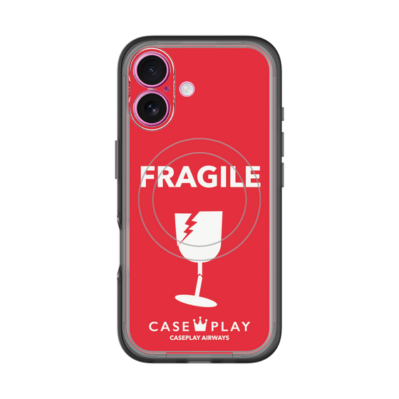 スリムプロテクションプレミアムケース with MagSafe［ FRAGILE - Red ］