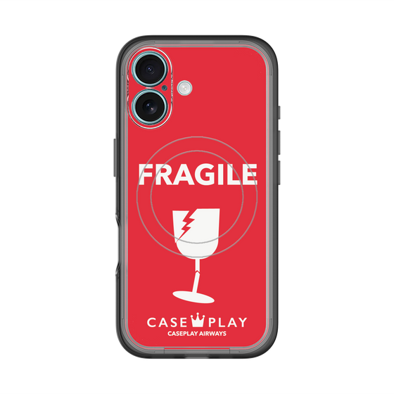 スリムプロテクションプレミアムケース with MagSafe［ FRAGILE - Red ］